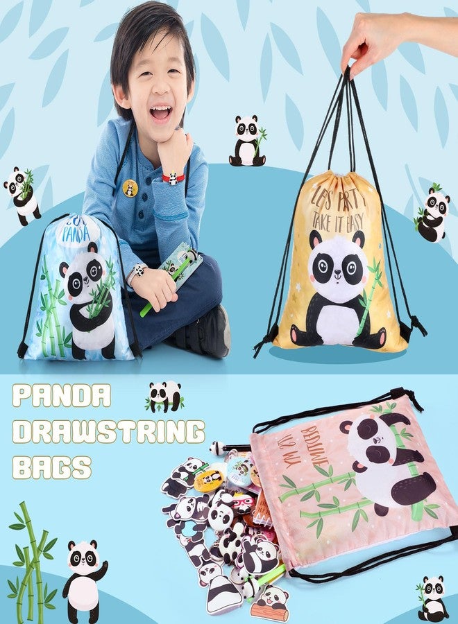 Abbylike 117 Pcs Panda Party Favors for Kids Panda Themed Birthday Party Decorations Include Stickers Keychain Notebook Drawstring Bags Badges Pens Silicone Wristbands - Image 5
